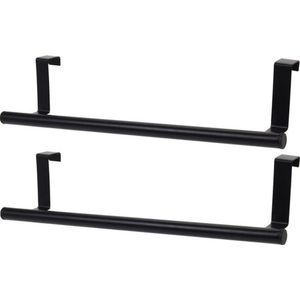 2x Deurhanger kapstokstangen zwart 37 cm - Kledinghangers kapstok - Deurkapstokken