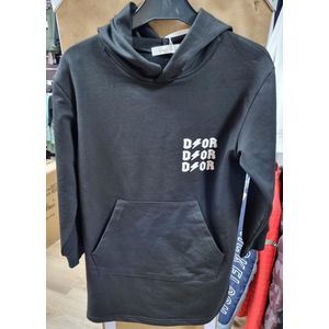 Meisjes long hoodie, tekst DOR  kleur zwart, maat 110/116