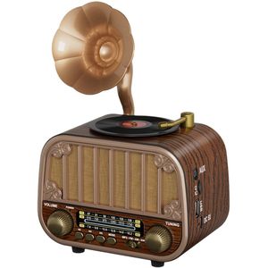 Draagbare Radio - Vintage - AM/FM/SW - Met Bluetooth - USB en Oplaadbare Batterij