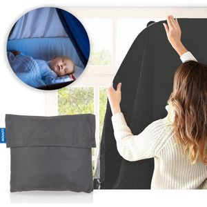 LUVION® Portable Blackout Curtain - Grey - Verduisteringsgordijn met zuignappen - Geschikt voor alle ramen tot maximaal 130x200cm