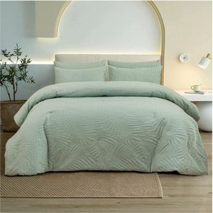 Vierseizoenen Dekbed 220 X 240 Cm – Donzen Dekbed Met Bladerpatroon – Zacht En Wollig – 350 G/m² Microvezel Dekbed – Inclusief 2 Kussenslopen 80 X 80 Cm – Groen