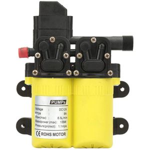 Self Priming Pump, 12V 100W Double Suction Diaphragm Water Pump High Pressure Water Pump for Cleaning Caravans, Boats, Cars etc. (Yellow), Yellow, durable