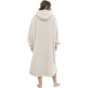 Oversized Deken Hoodie voor Volwassenen - Comfortabele Sherpa Sweatshirt en Gezellige Dekens in Eén - Beige