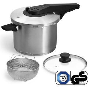 Springlane Roestvrijstalen Snelkookpan - Inductie - Pressure Cooker - 6,0 l met Stoommand