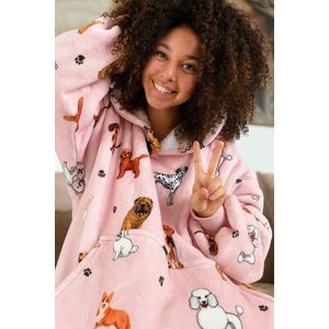 Badrock Hoodie deken - Fleece deken met mouwen en capuchon - Draagbare deken - Plaid met mouwen – hoodie blanket - Warm & zacht – Fleece poncho – Honden
