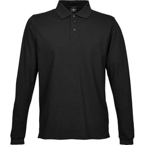 Tee Jays Heren Luxe Stretch Poloshirt met lange mouwen (Zwart)