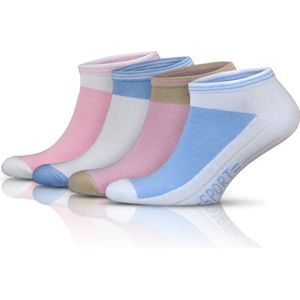 GoWith - katoen sokken - sportsokken - 4 paar - enkelsokken - sneaker sokken - dames sokken - maat 39-42