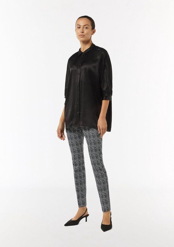 COMMA - Leggings - Zwart - Dierenprint - Slimfit - 7/8 lengte