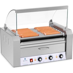 Royal Catering Hotdog Grill - 9 rollen - Warmhoudlade - Roestvast staal