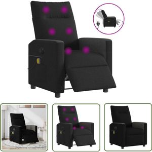 vidaXL Elektrische Massagestoel - Massagestoel - Massagestoel elektrisch verstelbaar stof zwart - Massagefauteuil - Ergonomische Stoel - Relaxstoel