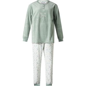 Cocodream Dames pyjama velours met print Dennentak - Groen-maat XXL