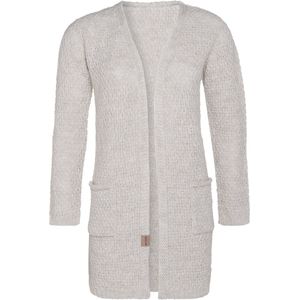 Knit Factory Luna Gebreid Vest Beige - Gebreide dames cardigan - Middellang vest reikend tot boven de knie - Beige damesvest gemaakt uit 30% wol en 70% acryl - 36/38 - Met steekzakken