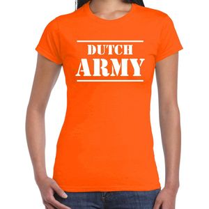 Dutch army/Nederlands leger supporter fan t-shirt oranje voor dames - Race/EK/WK supporter shirt L