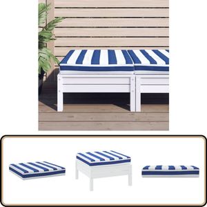 vidaXL Palletkussen - 60x60x8 cm - Blauw en Wit Palletkussen - Kussen - Buitendecoratie - Tuinkussen - Terrasdecoratie