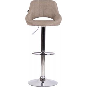 In And OutdoorMatch Barkruk Hipo Taupe chroom Lesly - Stof - Zithoogte 60-81cm - Ergonomische barstoelen - In hoogte verstelbaar - Set van 1 - Met rugleuning - Voor keuken en bar