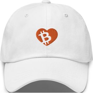 Pocket Heart - Klassiek Bitcoin Petje - Wit - Geborduurd Logo| Bitcoin cadeau| Crypto cadeau| Bitcoin Cap| Crypto Cap| Bitcoin Pet| Crypto Pet| Bitcoin Merch| Crypto Merch| Bitcoin Kleding| Crypto Kleding