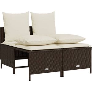 vidaXL - 4-delige - Loungeset - met - kussens - poly - rattan - bruin