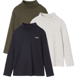 Vertbaudet - Set van 3 T-shirts - Jongens - Lange Mouwen - Rolkraag