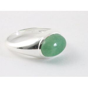 Zilveren ring met jade - maat 21