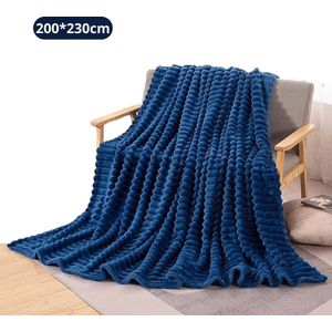 Nivard Knuffeldeken - Pluche - Deken - Wollen - Dekentje - Fleece - Plaid - Bank Deken - 1 Persoons - Blauw
