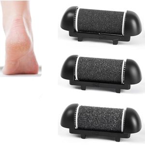 3-delige set - Vervangende koppen voor elektrische eeltverwijderaar - voetpedicureset - 1 extra grove, 1 normale grove, 1 fijne grove vervangende rollen - pedicure-accessoires (zwart)
