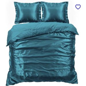 Cozy Covers Dekbedovertrek - 240x220 - Glans Satijn - Blauw Groen