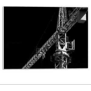 Forex - Hijskraan (zwart/wit) - 40x30cm Foto op Forex