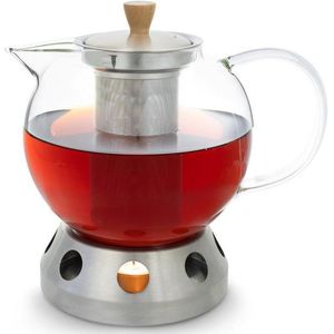 Sencha design theepot met hibiscus rvs stoof 1,3 l zeefinzet