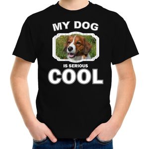 Kooiker honden t-shirt my dog is serious cool zwart - kinderen - Kooikerhondjes liefhebber cadeau shirt - kinderkleding / kleding 122/128