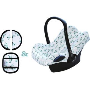 Wallabiezzz Beschermhoes en Gordelbeschermer - Set voor Maxi-Cosi Pebble Cabriofix Citi en Meer - Baby Cadeau - Eucalyptus