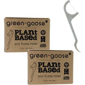 green-goose® Bio-Based Flossers - 100 Stuks - Gemaakt van Plantaardig Materiaal - Bioplastic Flosdraad voor Kinderen - Plantbased, Duurzaam, Ecologisch, Biologisch Afbreekbaar