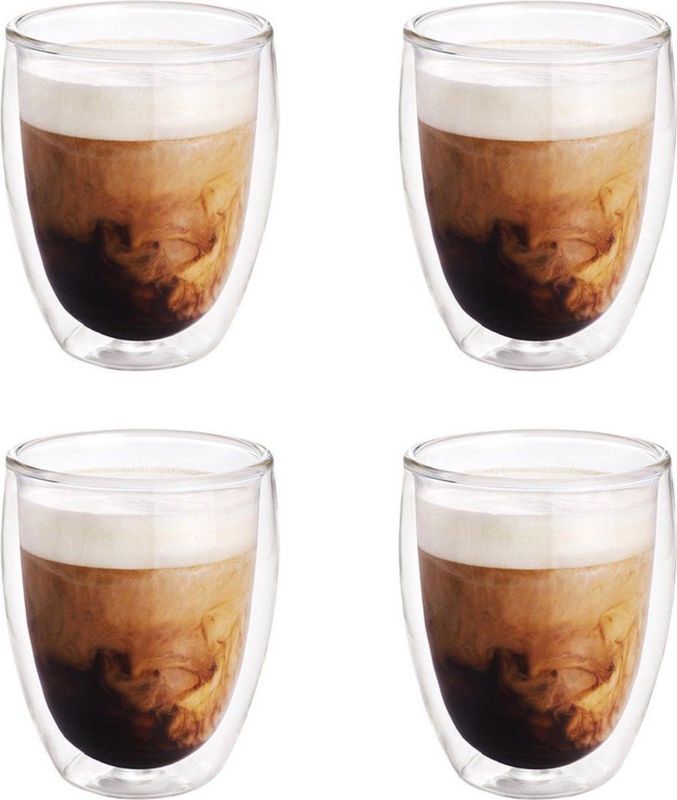 4x Dubbelwandige koffiekopjes/theeglazen 350 ml - Koken en tafelen -  Barista - Koffiekoppen/koffiemokken - Dubbelwandige glazen  (woonaccessoires) | € 21 bij bol.com | beslist.nl