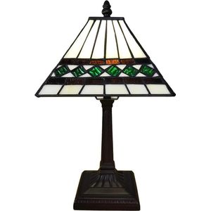 LumiLamp Tiffany Tafellamp 20x20x34 cm Beige Kunststof Glas Tiffany Bureaulamp