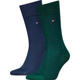 Tommy Hilfiger 2P sokken small stripe groen & blauw - 39-42