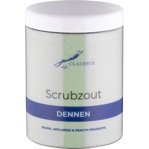 Scrubzout Dennen in handige pot - 1250 gram - met witte deksel - Hydraterende Lichaamsscrub