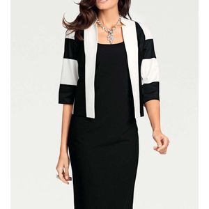 Dames Designer Korte Jas van Duitse modehuis Patrizia Dini, Zwart-Offwit, Maat 36