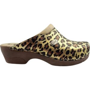 Medische PU klompen - PU klompen met kunststof zool - ziekenhuis klompen - zorgklompen - DINA CLOGS - Panter / Leopard - maat 36