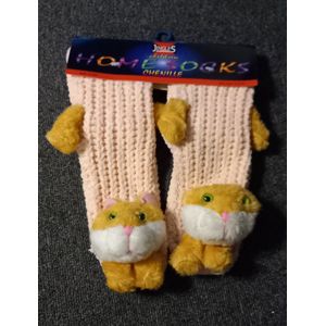 Anti-slip slofsok met poes - Homesock - huissokken - zalm - 31/34