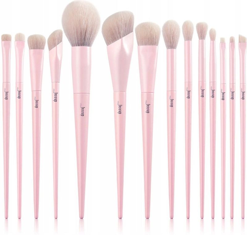 Jessup - Roze - Premium Make-up Kwasten Set - 14 Stuks - Vegan - Foundation Concealer Blush Oogschaduw Eyeliner Poeder Markeerstift Blender