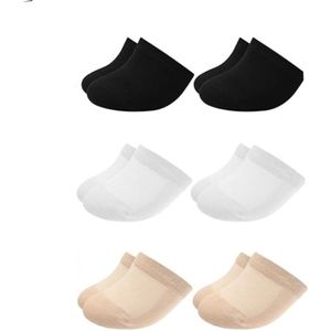 6 paar - Normale Sokken - voorvoet vijf-teen sokken - onzichtbare - One Size - VoorvoetSokken - zwart, wit en bruin - herbruikbare - Katoen en polyester - Antislip