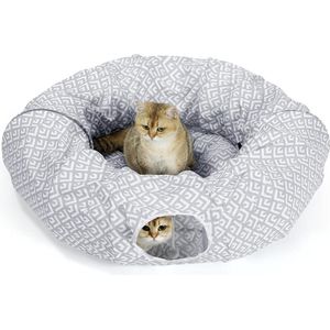 kattenmand, Kattenspeeltunnel, kattenbed voor binnen, crinkle opvouwbare zachte kattentunnel, tube, speelgoed, huisdier play bed binnen (grijs)