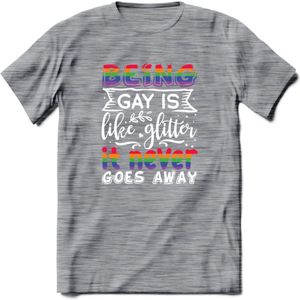 Gay Glitter | Pride T-Shirt | Grappig LHBTIQ+ / LGBTQ / Gay / Homo / Lesbi Cadeau Shirt | Dames - Heren - Unisex | Tshirt Kleding Kado | - Donker Grijs - Gemaleerd - XXL