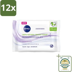 Nivea - Sensitive Reinigingsdoekjes - Voor Gevoelige Huid - 25 Doekjes - Voordeelverpakking - 12 stuks - Make-up remover - Waterproof mascara