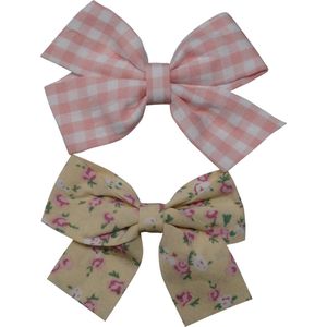 Jessidress® Haarspeldjes 2 haarspelden Haarclips Haarspeld met strikje - Roze/Geel
