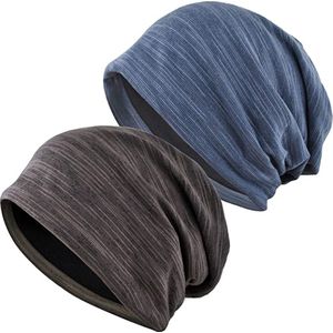 *** 2x Beanie Classic Unisex - Blauw en Bruin - Motor rijden - Sporten - Stoer - van Heble® ***