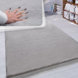 Paco Home Hoogpolig vloerkleed woonkamer kunstvacht superzacht effen in versch. afmetingen en kleuren 180x200 cm Oval