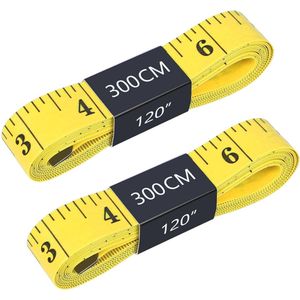 Dubbelzijdig Meetlint voor Lichaamsmetingen - 120 inch (3 meter) Flexibel Naaimachine Meetlint in Geel - Perfect voor Kleermakers en Handwerkers