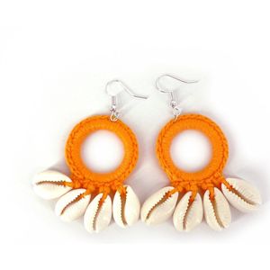 Sea Shell Oorhangers - Oranje | Schelp Oorbellen | Lengte 7 cm | Fashion Favorite