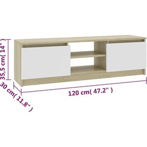 vidaXL-Tv-meubel-120x30x35,5cm-bewerkt-hout-wit-en-sonoma-eikenkleurig