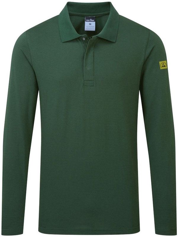 Portwest - AS23 - Polo - Flessengroen - Lange Mouw - Antistatisch